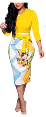 Party Floral Cocktail Dress Women's Yellow Cocktail dress