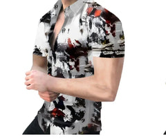 Men Casual Print Party Dress Shirt