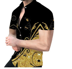 Men Casual Print Party Dress Shirt
